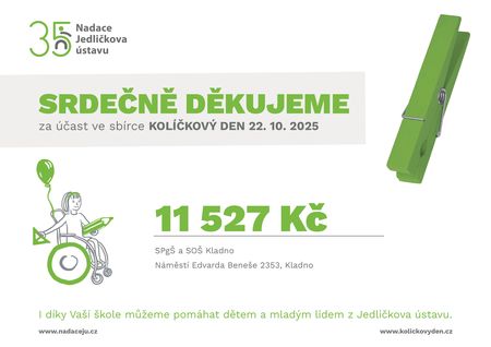 Poděkování za podporu Kolíčkového dne